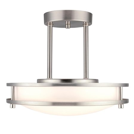 WESTINGHOUSE Fixture Ceiling LED Dimmable SemiFl 15W Lauderdale 11.88In Br Nkl White Acry 6400900